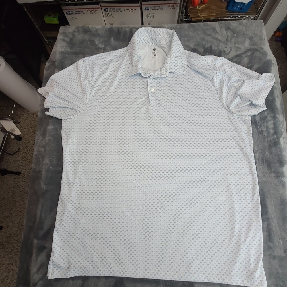 Coral Golf Co Egypt Polo Men's XL White Floral  Short Sleeve Golf Shirt